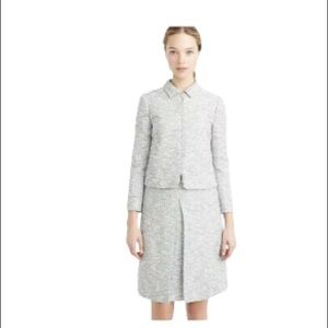 J.Crew White & Gray Business Suit Zip Up Fit & Flare Tweet Skirt Size 0